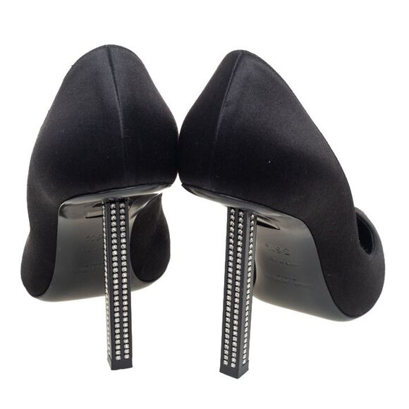 Saint Laurent Black Satin Tower Pumps Size 36.5